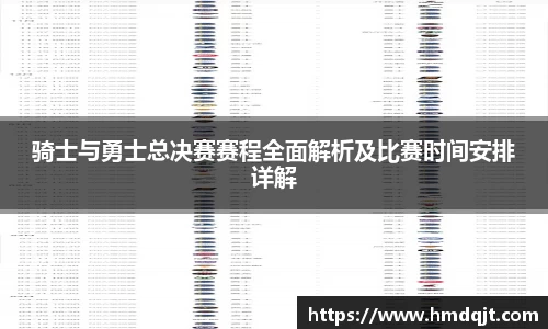 骑士与勇士总决赛赛程全面解析及比赛时间安排详解