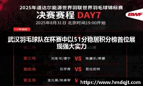 武汉羽毛球队在杯赛中以51分稳居积分榜首位展现强大实力
